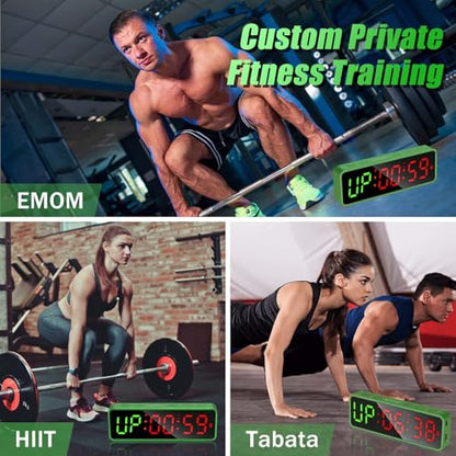 Small Gym Timer Clock Stopwatch Magnetic Workout Interval Timer, Large LED Digital Display, Home Accessories Countdown Clock for Home Gym Garage Schools (Matte Green) - color: Matte Green