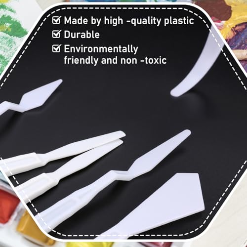 30 Pcs Paint Spatula Tools Plastic Painting Palette Knives White Art Artist Knife Tools Thin and Flexible Art Pallet Knife Palette Knife Set for Oil Acrylic Painting Color Mixing
