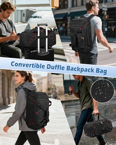 Smasrob 26L Gym Duffle Bag with Backpack Straps & Shoe Compartment | with and Wet Pocket, Small Duffle Bag for Travel and Sports, Black
