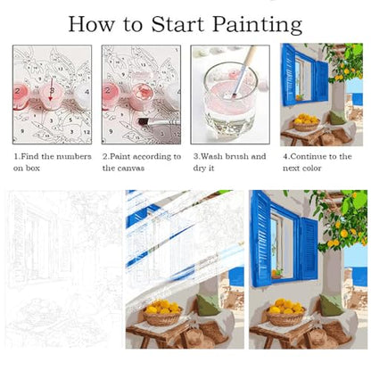 ZRIZQ Paint by Numbers Kit for Adults Beginner,Lemon Tree,16x20 | Full set with wooden brushes,rolled canvas,rich paints.Calming activity.Beginner friendly.Just open and paint. - color: 16"X20"Rolled Canvas(Frameless)-Landscape 2