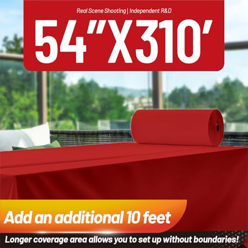 Plastic Table Cloth, 310 Ft X 54 In Disposable Tablecloth Red Tablecloth | Waterproof Plastic Table Cloth Disposable Plastic Table Cover Roll with Cutter for Birthday, Party, Graduation, Christmas - color: Red, size: 3720" x 54" (Rectangular)