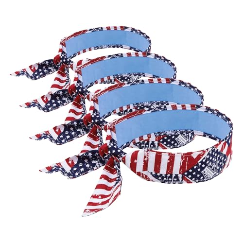Ergodyne Chill Its 6700CT Cooling Bandana, Lined with Evaporative PVA Material for Fast Cooling Relief, Tie for Adjustable Fit, Stars & Stripes (12561) - size: Each (Pack of 4)