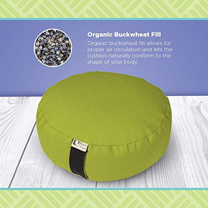 Bean Products Hemp Round Zafu Meditation Cushion, Yoga Pillow - Natural | Heavy Weight Washable Hemp Cover - Buckwheat Hull Filled Inner liner - Zen Floor Sitting Cushion - 14" Diameter - color: Hemp Natural, size: Round - 14"