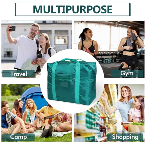 Travel Duffel Bag 12 PCS Foldable Travel Bag Bulk Carry on Luggage Bag Waterproof Tote Sports Gym Bag Lightweight Large Weekender Overnight Bag for Women and Men (Green 12PCS) - color: Green 12PCS