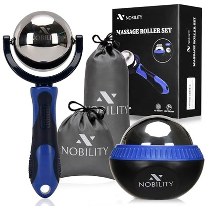 Nobility Massage Ball Roller– Ice Cold and Hot for Deep Tissue and Sore Muscle Relief of Stiffness and Stress, Body, Neck, Back, Foot, Plantar (Blue) - color: Blue