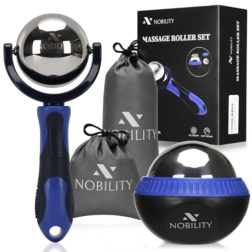 Nobility Massage Ball Roller– Ice Cold and Hot for Deep Tissue and Sore Muscle Relief of Stiffness and Stress, Body, Neck, Back, Foot, Plantar (Blue) - color: Blue