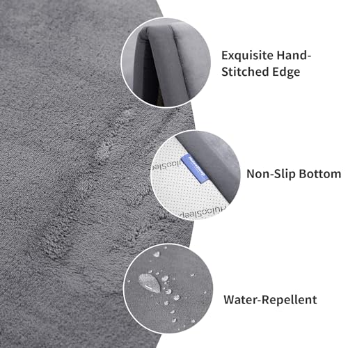 Huloo Sleep 2" Thick Play Mat for Babies Toddlers, Dark Gray, 28"x72" | Extra Safety Anti-Fall Cushion Mat, Non-Slip, Water-Repellent Coral Velvet, Bedside Rug for Kids Room - color: Dark Grey, size: 28"×72"×2"