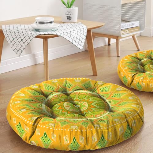 Mandala Meditation Cushion, Boho Meditation Mat, Meditation Pillows for Sitting on Floor, Cushions for Sitting in Home and Outdoor, Round Floor Pillows Cushion Seating for Yoga Accessories 22'' X 22'' - color: 11.mandala Meditation Cushion-2, size: 22x22