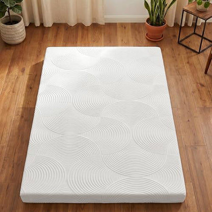Japanese Floor Mattress,3.5" Thicken Futon Mattress Tatami Mat Full | with Non-Slip Bottom,Removable Washable Cover,Foldable Mattress Tatami Mat Sleeping Pad,White Geometric,(80’‘x48'') - color: Ma1-white Geometric, size: Full (80" X 48")