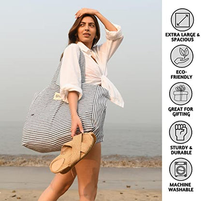 Folkulture Beach Bags for Women, Waterproof, Beach Must Haves -17x14 inch - color: Black