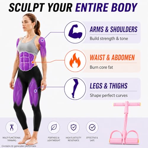 8-Tube Pedal Resistance Band, Sit Up Pull Rope for Home - color: Pink