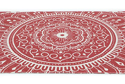 Hand Woven 100% Cotton Yoga Mat- Thick Handloom Made in India- for Gym Floor Exercise - Runner for Bedroom - color: Red