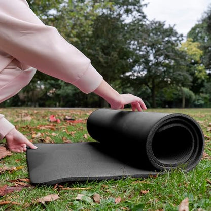 BalanceFrom 1-inch Thick 71x24 Inches Extra Thick Exercise Yoga Mat - color: Black