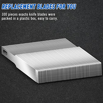 DIYSELF 100 Pack Exacto Blades Refills #17, Carbon Steel Chisel Blades | High carbon steel hobby knife blade refills and precision craft knife blades for chiseling, scrapbooking and stencils - style: #17