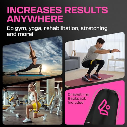 Flexelent Heel Elevated Squat Wedge Block Pair, 17° Angle, Bag Included - color: Pink Power