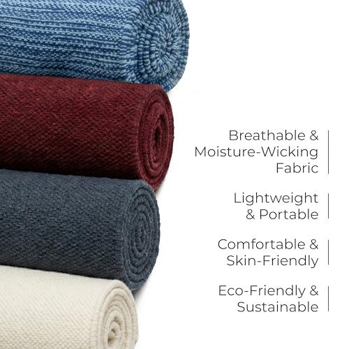 Live Well 360 Handmade Organic Cotton Yoga Mat - Non-Toxic, Chemical-free and All Natural Cloth Yoga Mat - Exercise, Workout, & Fitness Rug - Woven Material - Absorbent & Washable - 78" x 27" - color: Blue