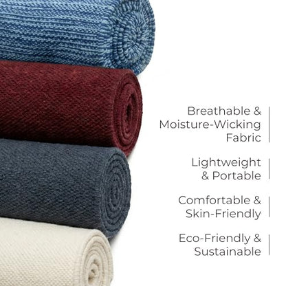 Live Well 360 Handmade Organic Cotton Yoga Mat - Non-Toxic, Chemical-free and All Natural Cloth Yoga Mat - Exercise, Workout, & Fitness Rug - Woven Material - Absorbent & Washable - 78" x 27" - color: Blue