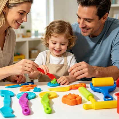 Dough Tools Set for Kids – 17 Pieces Modeling Clay Tools with Rollers & Cutters – Toddler Craft Playdough Accessories for Preschool Learning Activities - size: 17pcs