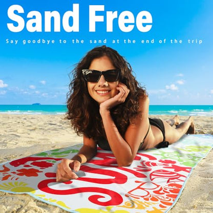 Widdonen Microfiber Beach Towel,Compact 2 Pack-71x32 Inch with Bag Travel - color: 2 Pack Colorful Summer M