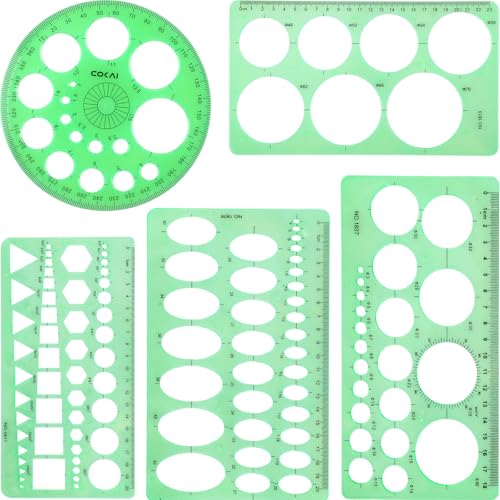 5 Pack Circle Template Circle Round Stencil Templates for Drafting Drawing Stencils Drafting Tools for Office and School Building Formwork Drawings Templates, Large and Small Size