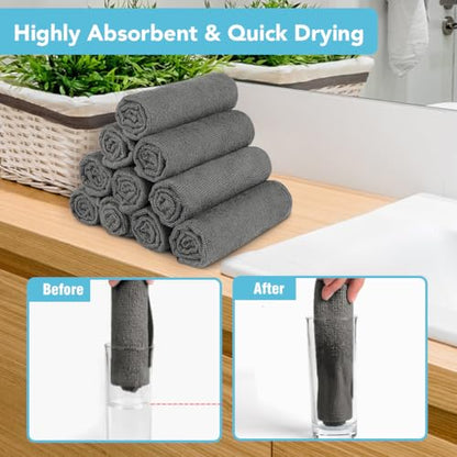 Orighty Wash Cloths, Face Towels 12x12 Inch 20 Pack - color: Grey