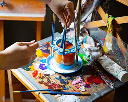 Ultimate Rinse Cup Paint Brush Cleaner, Mug (4 in), Blue | Non-Spill Paint Water Cup & Brush Cleaner, Brush Holder, Squeegee Lips & Drip Tray, Acrylic, Watercolor, Art Supplies - color: Blue, size: Mug
