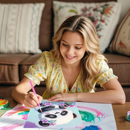 PERFECTSIGHT Cute 5D Diamond Art Kits, Kawaii DIY Painting Art for Adults Teen, 4 Pack Diamond Arts and Crafts Sets, Big Gem Full Drill Diamond Dots for Women (Elephant+Panda+Red Panda+Cow) - style: Elephant+Panda+Red Panda+Cow