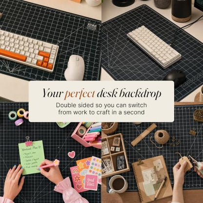 XNM Premium Self Healing Cutting Mat - 18 Inches by 24 inches - A2, 3 Layer Quality PVC Construction - Dual Sided, Imperial and Metric Grid Lines - Perfect for Cutting, Sewing, and Crafts - size: 24.4"L x 18.5"W