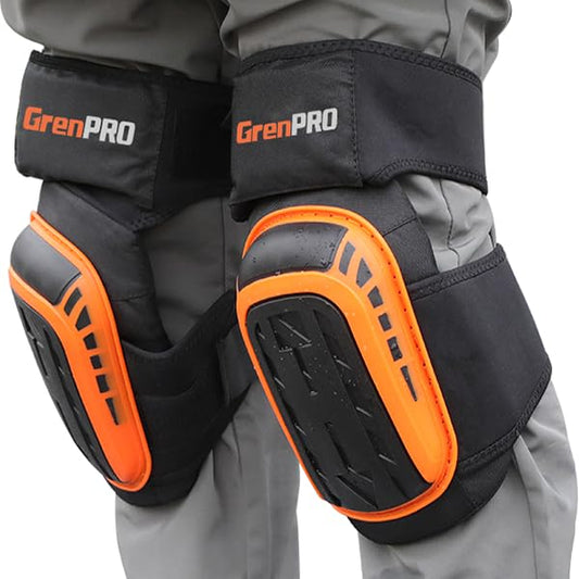 GRENPRO Heavy Duty Knee Pads for Men, Gel Foam, Construction Work - color: Orange