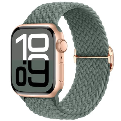 Braided Stretchy Nylon Band Compatible for Apple Watch Bands Women Men - color: Cactus, size: 44mm/45mm/46mm/49mm