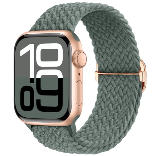 Braided Stretchy Nylon Band Compatible for Apple Watch Bands Women Men - color: Cactus, size: 38mm/40mm/41mm/42mm