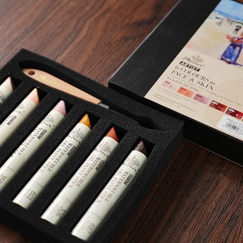 PHOENIX Skin Tone Oil Paint Stick - Set of 6 Flesh Tint 37ml Large Soft Water Soluable Oil Pastels for Artists - color: 6 Skin Tones