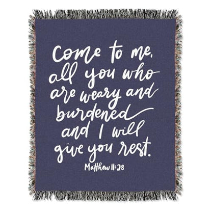 Elly & Grace Christian Wovenl Blanket, Religious Prayer Throw for Women, Inspirational Woven Blanket 27x20 inches (Come to Me)