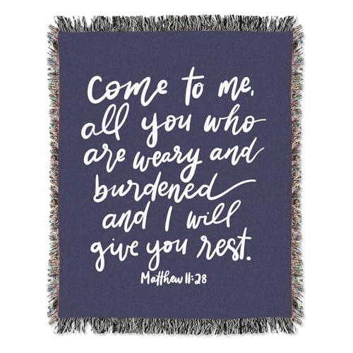 Elly & Grace Christian Wovenl Blanket, Religious Prayer Throw for Women, Inspirational Woven Blanket 27x20 inches (Come to Me)