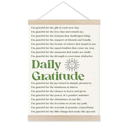 Welshower Vintage Daily Gratitude Positive Affirmations Poster Hanger Frame, Retro Motivational Wall Art Prints Decor for Home Bedroom Dorm Office Yoga Studio Framed, 12x16 Inch（green） - color: positive words19