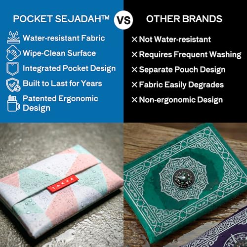 TAKVA The Pocket Sejadah™ | Portable Foldable Travel Prayer Mat, Waterproof, Ramadan/Eid Gift, Perfect Muslim Gift, Pocket Size (Design in Japan, Made in Turkey) - color: Pink