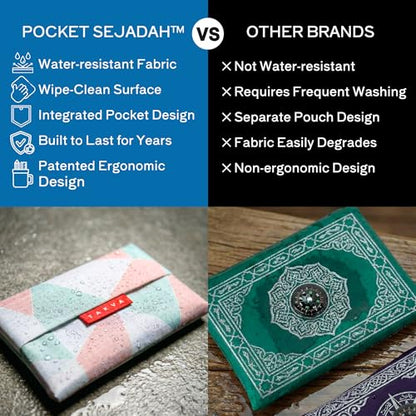 TAKVA The Pocket Sejadah™ | Portable Foldable Travel Prayer Mat, Waterproof, Ramadan/Eid Gift, Perfect Muslim Gift, Pocket Size (Design in Japan, Made in Turkey) - color: Pink