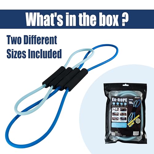 [Set of 2] Figure 8 Fitness Resistance Bands with Soft Handles, Skin-Friendly Natural Latex Elastic Loop,10-15 Pound Tension, Long and Short Stretch, Exercise and Workout for Men and Women