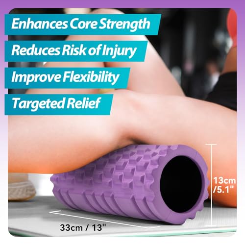 Krightlink Foam Roller for Muscle Massager, Patented 13" High Density Exercise Roller for Muscle and Myofascial Trigger Point Release, Yoga, Back Roller for Fitness, Yoga (Purple) - color: Violet