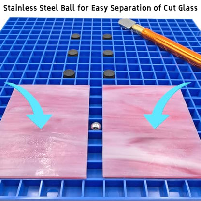 Stained Glass Cutting Mat, Solid Bottom Plastic Grid, Stained Glass Tools and Supplies, Blue, 4 Pack - size: 12" x 12" - 4 Pack