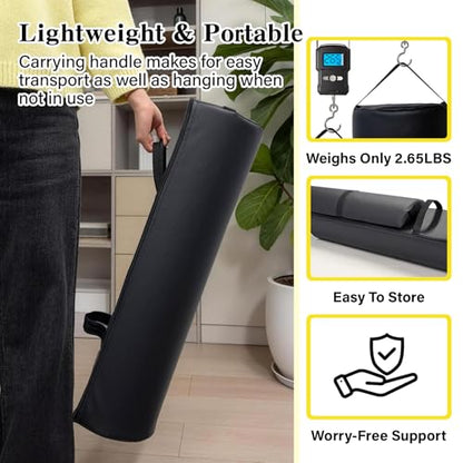 Massage Table Bolster Pillow with Strap Handle, 26 x 8 x 8 In Adjustable Bolster Pillow PU Leather, 1/4 & 3/4 Round Bolster Use Separately or Combine for Leg Neck Knee Support & Pain Relief, Black