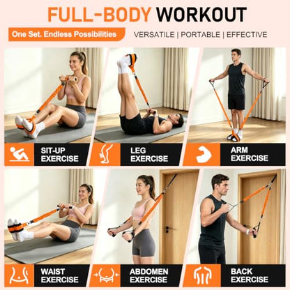 Multifunctional Pedal Resistance Band with Handles for Women Men - color: Orange