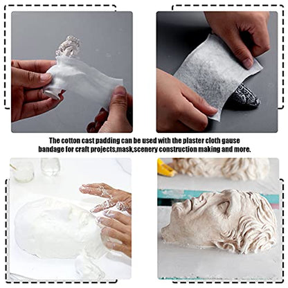 Nuanchu 12 Rolls Medical Cotton Cast Padding Plaster Cloth,4 Inch X 11.8 ft | Individual Wrapped, Undercast Protection Padding, Soft Cloth for Body Casts, Halloween Bandage Art, Mask Craft Supplies - size: 4 Inch X 11.8 ft