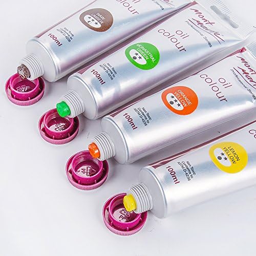 Mont Marte Oil Paint Premium, 3.4 US fl.oz (100ml) Tube, Vermilion, Heavy Body Paint, Artist Quality, Good Coverage, Excellent Tinting Strength, Ideal for Painting Canvas - color: Vermilion, size: 3.4 Fl Oz (Pack of 1)
