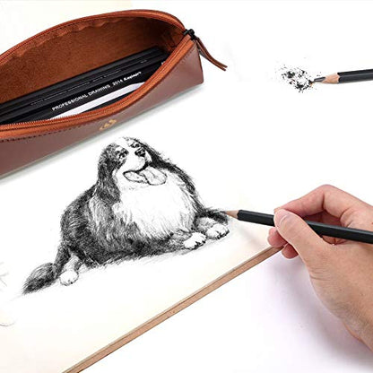 Heshengping, Sketching and Drawing Pencils Set-26pcs,Art Supplies Drawing Kit,Graphite Charcoal Professional Pencils Set, Adults Beginners Artist - style: Brown | 26 Pack