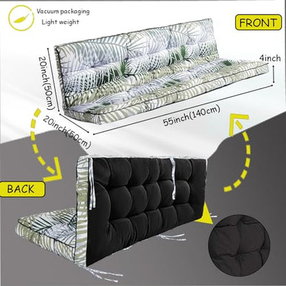 Porch Swing Cushion Three Seat Waterproof, Bamboo Leaves, 40 x 55in - color: Bamboo Leaves, size: 40 x 55in