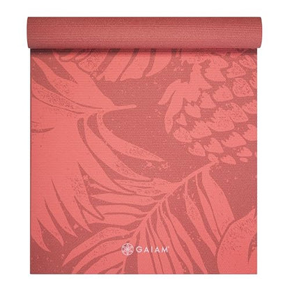 Gaiam Yoga Mat Classic Print, 4mm Non-Slip Mat - color: Tropical Sunrise