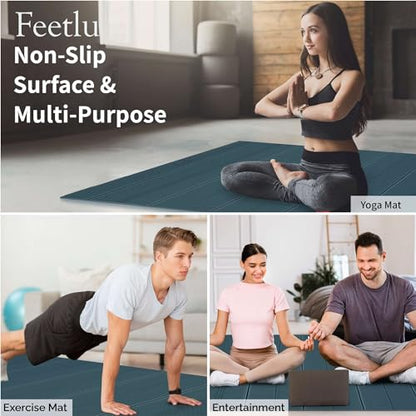 Extra Wide & Large Foldable Yoga Mat, 72" x 48", 6mm/8mm Thick - color: Dark Green, size: 48" x 72" x 1/3"