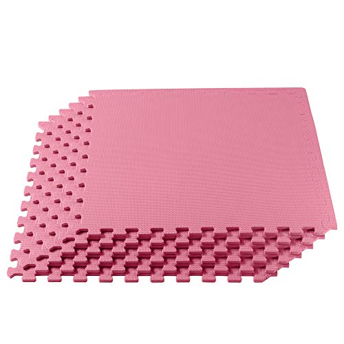 We Sell Mats 1/2 Inch Thickness Multipurpose EVA Foam Floor Tiles, Interlocking Floor Mat for Indoor Gym and Home Use, 24 in x 24 in, Pink, 16 Square Feet (4 Tiles) - color: Pink, style: 16 Square Feet (4 Tiles)