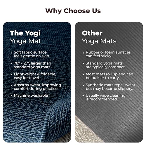 Live Well 360 Handmade Organic Cotton Yoga Mat - Non-Toxic, Chemical-free and All Natural Cloth Yoga Mat - Exercise, Workout, & Fitness Rug - Woven Material - Absorbent & Washable - 78" x 27" - color: Blue
